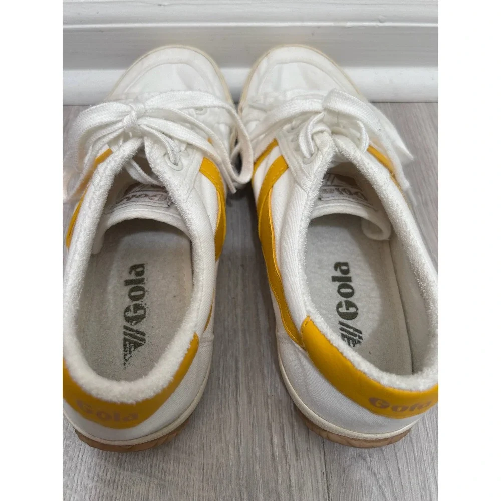 Gola Stratus Women 8 Off-White Yellow Canvas Low Top Sneakers CLB620 Heritage